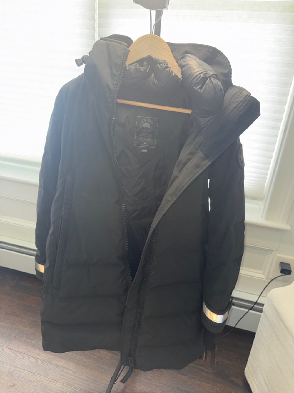 Canada Goose Black Long Hooded Puffer with Fur-Trim Hood - Picture 2 of 7